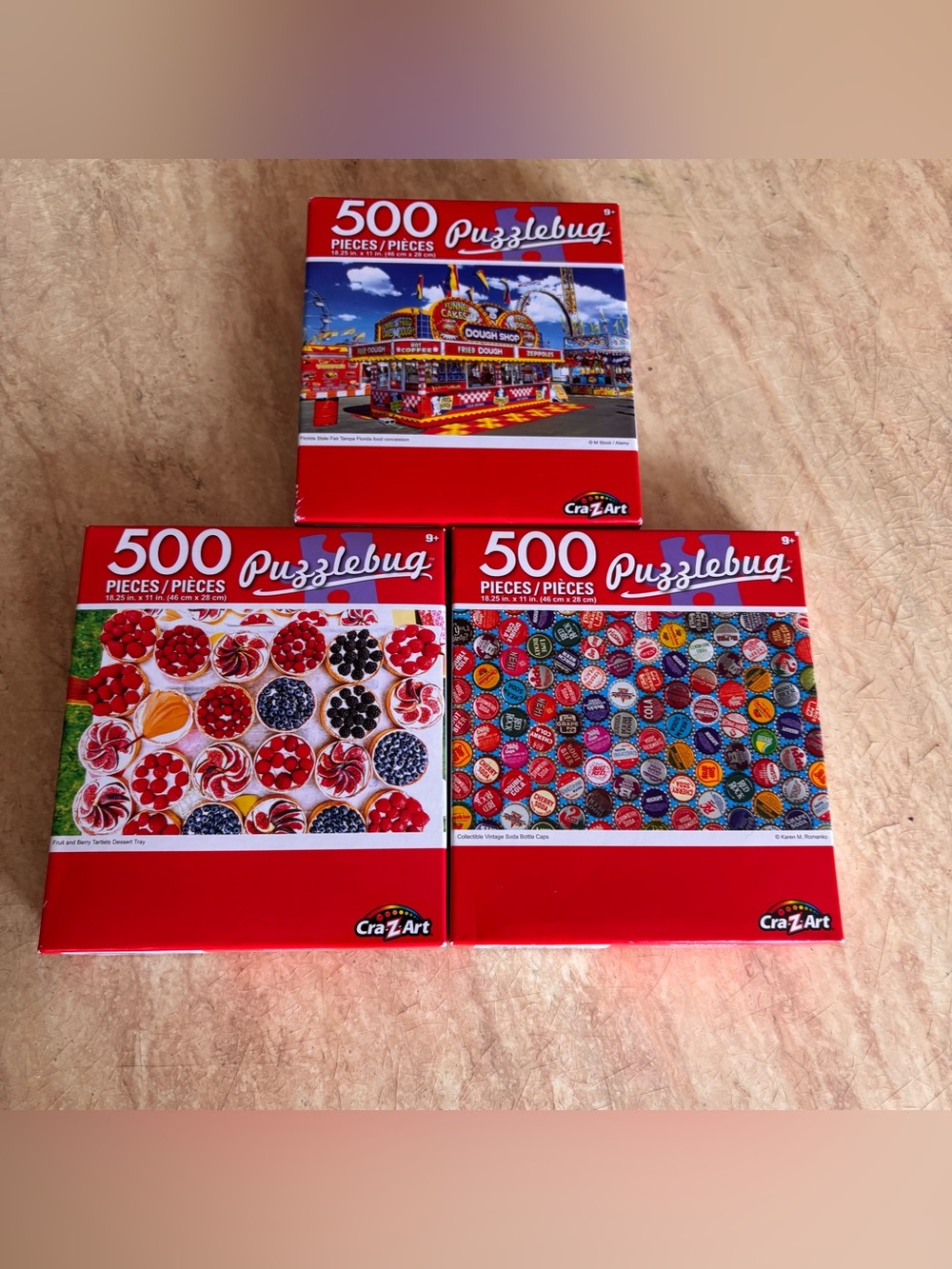 Bundle Of 3 Puzzlebug Cra-Z-Art Colorful Puzzles - 500 Pieces each  9+ NIB